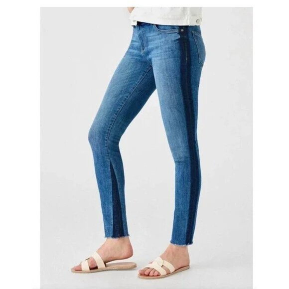 New DL1961 Florence Mid rise Instasculpt Side Stripe Skinny Jeans  P277 - Picture 1 of 11